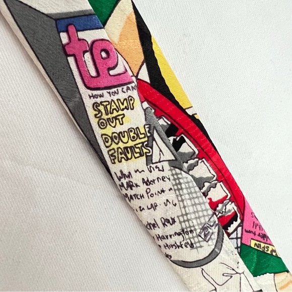 Nicole Miller Men's Colorful 100% Silk Tennis Graphic Tie - Picture 6 of 9